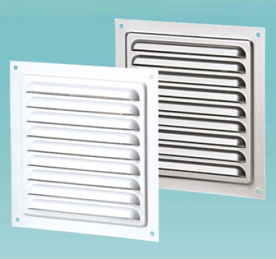 Abluftgitter/Lüftungsgitter/200 x 200 / Alu/weiss